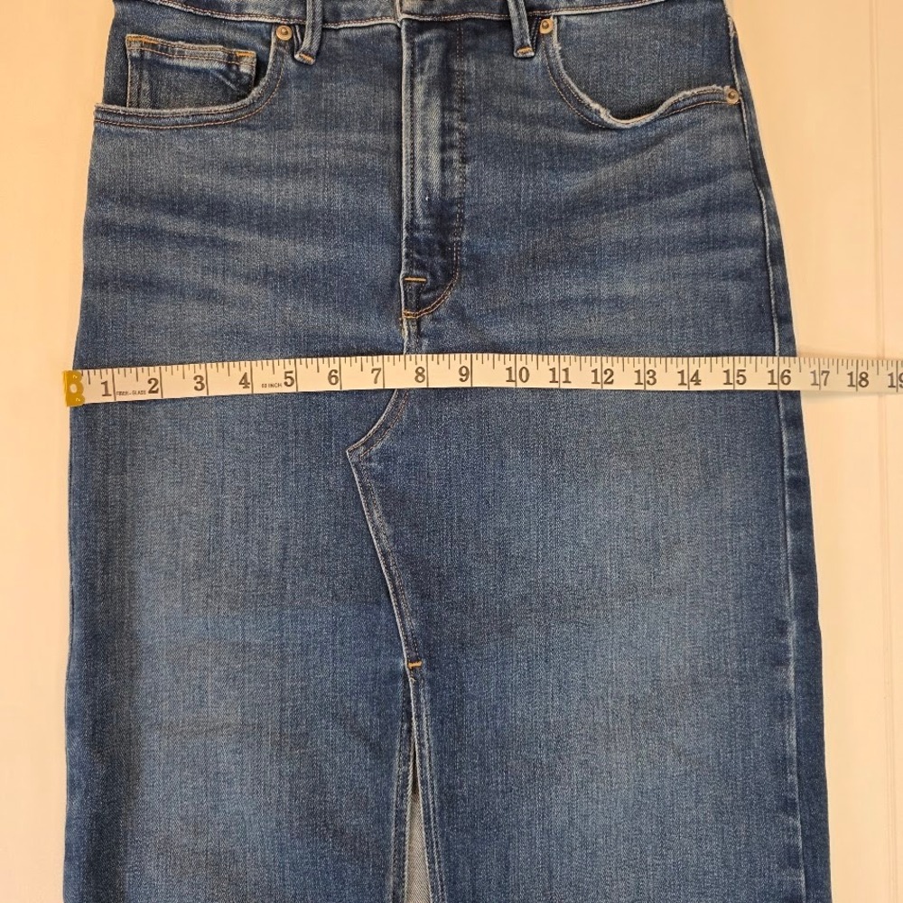 Good American Size 8 / 29 Denim Midi Skirt Blue Slit Front High Rise GSFMS014 - Picture 8 of 10